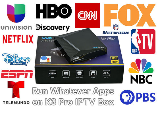 ブラック アンドロイド IPTV ボックス K3 プロ OTT ストリーミング ボックス 生涯 IPTV スマート ボックス